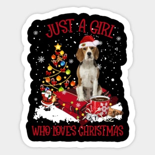 Beagle Just A Girl Who Loves Christmas Sticker